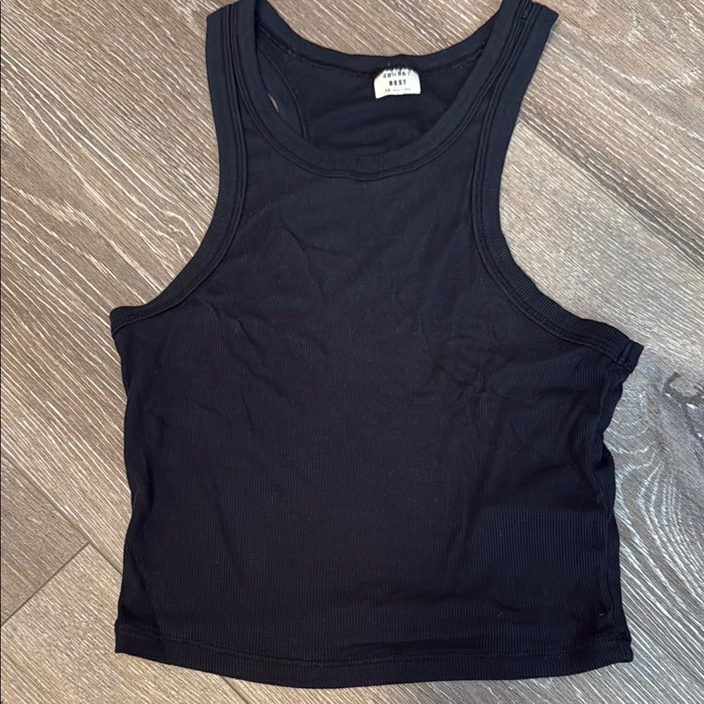 Aritzia Black Crop Fitted Tank Top